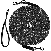 Taglory Schleppleine 5m für Hunde | Reflektierendes Seil | Doppelter Haken | 8mm Schwarz