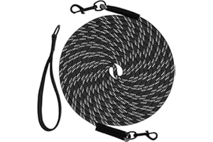 Taglory Longe pour Chien 5m, Long Laisse Corde avec 2 Mousquetons pour Chiens de Petites à Grandes Taille, Noir