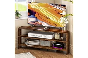 HOMCOM Corner TV Stand for 47 Inch Television, Modern TV Unit with 2 Open Shelves for Living Room, Bedroom, Rustic Brown