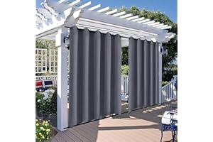 Qelus Outdoor Curtains Waterproof 2 Panels, Gazebo Pergola Curtains W71''xH84'', Windproof Thermal Insulated Outdoor Curtain Drapes Anti-snag for Garden Patio Eyelets Top Rod Pocket Bottom,Dark Grey