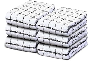 Westlane Linens 40x64 cm Cotton Tea Towels for Kitchen – Soft Dish Cloths, Lint-Free Cloths, and Kitchen Towels Set (Black, Pack of 6)