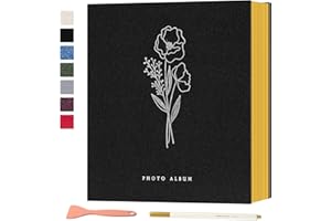 Lanpn Album fotografico autoadesivo per album di foto in lino, pagine magnetiche appiccicose, contiene diverse dimensioni 10x15cm 13x18cm immagini A5 (20 fogli piccoli / 40 pagine, nero)