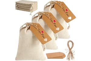 Xinzistar Sachets en Jute, 12pcs Jute Sac à Cordon Sac Cadeau en Lin Sac en Toile De Jute Sac Cadeau pour Ranger Bijoux, Cadeaux,13x18cm