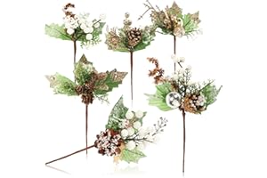 com-four® 6X Deko-Mistelzweig, dekorative Mistelzweige zum Aufhängen, Dekozweige als Bastelbedarf, verschönert Geschenke und Potpourris (06 Stück - goldfarben + weiß)