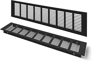 JESUSTREE Griglia di Ventilazione Nera, Griglia di Aerazione Può Aiutare a Ventilare l'armadio Rettangolare da 80 x 400mm Armadi e Vamere da Letto Con Viti per Armadi Porte Scarpiere Cassettiere (2 Pezzi)