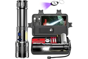 Shadowhawk Linternas LED Alta Potencia Recargable 500000 Lúmenes - 30W XHM90.2 Linterna Potente Pilas 7 Modos con luz COB & USB Largo Alcance Tactica Militar, IP67 Flashlight para Emergencia Camping