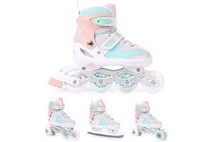 ‎BESTIF BESTIF Inliner für Kinder und Erwachsene Inline Skates 4in1 Rollschuhe Schlittschuhe Verstellbar