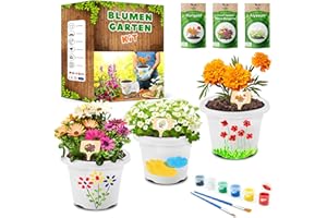 PYEF CRAFTS Pflanzset Kinder Anzuchtset Kinder Gartenset - Gärtner Set & Blumen Anzuchtset - Gartenset Pflanzen Set - Mini Garten Anzuchtsets für Blumen & Kräuter