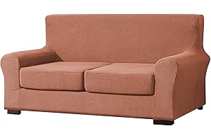 EBETA Cubiertas de sofá, Funda de sofá 2 Plaza + 2 Fundas de cojín, Tejido Jacquard de poliéster y Elastano, Tunez Funda sofá (Coral, 2 Plazas)