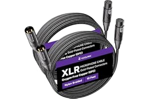 VCELINK XLR Cables 10 Feet 2 Packs, Male to Female XLR Microphone Cable, Gold-Plated 3-Pins Balanced Shieled Speaker Cable, AL & OFC Dual Shielded Balanced Mic Cord