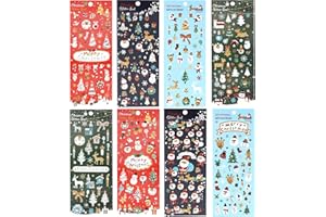DPKOW 380+ Brillantini Adesivi Natale per Bambini Artigianato, Stickers Decalcomanie per Scrapbooking Fai Da Te Carte Album Foto, Puffy Adesivi Arti e Mestieri