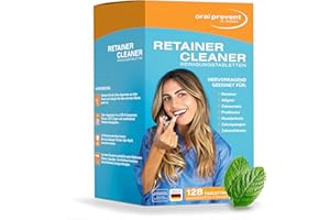 ‎ORAL-PREVENT DR. THOMSEN Oral Prevent Retainer Cleaner Reinigungstabletten (128 Stück) - Zahnspangenreiniger & Zahnschiene Reinigung - Gebissreiniger Tabs - Effektive Tiefenreinigung - Minzfrisch