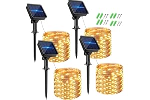 KOLPOP [4 Pack] Guirnaldas Luces Exterior Solar Para Exteriores, 8 Modos Luces Solares LED Exterior Jardin, Guirnaldas Solar Exterior Decoracion para Navidad, Terraza, Fiestas Bodas, árbol, Patio, Festivales