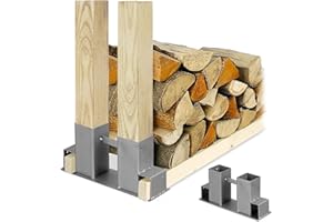 Relaxdays Stojak do układania drewna opałowego, zestaw 2 sztuk, do samodzielnego montażu, stojak na drewno opałowe, metal, srebrny