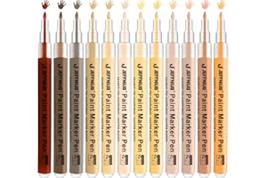 JEFFNIUB Lot de 12 crayons acryliques couleur chair pour pierres - Étanches - Pointe fine 0,7 mm - Pour bois, toile, verre, papier, cuir, céramique, scrapbooking, œufs de Pâques