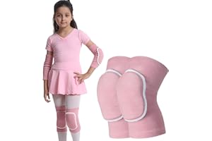 LEXICANMHS Genouillères pour enfants, genouillères douces et respirantes, antidérapantes, rembourrées, en éponge, pour filles,volley-ball,danse,football,patinage,course à pied(rose,20-35 kg,7-12 ans)