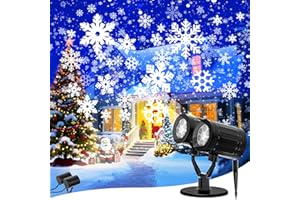 Coollamp Christmas Snowflake Projector Lights Outdoor, 2025 Upgraded Double Head, 360° Rotating, IP65 Waterproof, Timer - Holiday, Party, Christmas Decorations & Gifts for Yard, Garden, Indoor