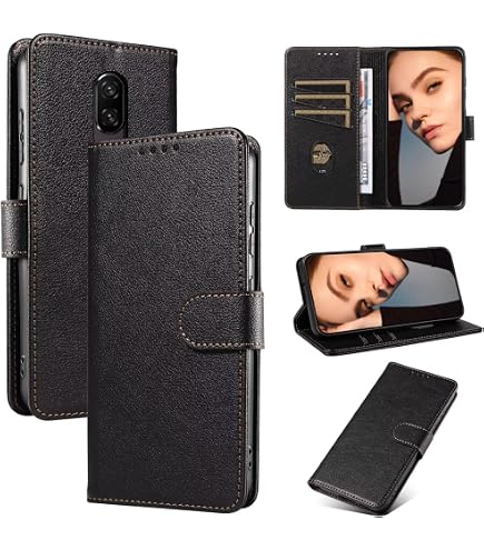 LINER Cover Portafoglio In Pelle PU Per Oppo Reno 4 Pro 5G, Antiurto Con Slot Carte E Supporto, Nero