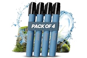 Joypur® Paille Filtrante de Survie- Purificateur d'Eau pour Randonnée Camping Bushcraft - Filtre à Eau de Poche, Materiel Militaire Accessoires Survivalisme Equipement Kit. (bleu*4)