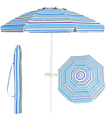 Ombrello Da Spiaggia Dekero 2.4m Antivento - Protezione UV 50+ Con Ancoraggio Sabbia - Foto 11