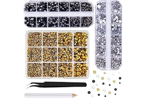 ASTARON 2-6 mm blandade guld platt harts strass för bestickeri hantverk | 12 000 st flatback hartsädelstenar, hantverk strass bulk, hartsdiamanter för nagelkonst, tumlare och kläddekorationer