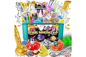YOPINSAND Metallic Slime Kit, Galaxy & Glow in The Dark Slime Making Kit for Girls Boys 3-12, DIY Slime Kit with Add-ins, Foam Balls, Charms, Glitters, Slime Toys for Kids
