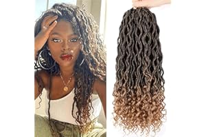 Xtrend 18inch 6Packs Ombre Goddess Faux Locs Deep Curly Crochet Hair Welliges Ende 20 Stränge/Pack Pre-Looped Faux Locs Flechten Haarverlängerung für schwarze Frauen T27#