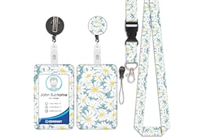 RAINWAY Porta Badge de Collo con Cordino, Portabadge in Plastica con Stampa, ID Badge Lanyard Card Holder, Cavo Staccabile con Clip Retrattile, Protezione Carte per Studenti e Infermiere (Stile 9)