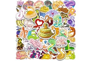 FOCRI 50 pegatinas de serpiente de dibujos animados, lindos paquetes de pegatinas de serpiente iridiscentes para niños y adolescentes, vinilo impermeable Vsco Kawaii pegatinas coloridas