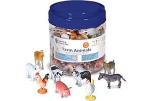 Learning Resources Figuras de Animales de la Granja, 60 Piezas, Animales Realistas para Contar, Clasificar y Juego Imaginativo, Actividades Tempranas, con Cubo de Almacenaje, 3+ Años