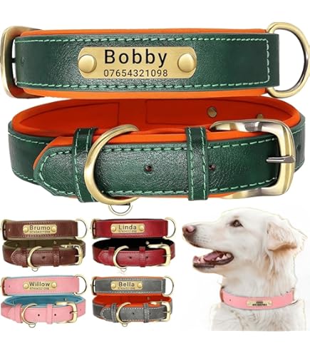 Collare Per Cani Personalizzato / Morbida Pelle PU, Nome E Numero Incisi Personalizzati - Italia - Foto 2
