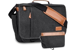 Estarer Laptop Messenger Bag 17.3 Inch Mens Large Satchel Shoulder Bag with Pencil Case for Work School(Dark Grey)