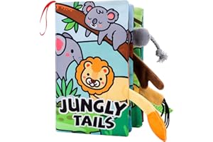 Sirecal Baby Books 0-6 Months, Sensory Toys Soft Cloth Books for Babies 6-12 Months, Touch Feel Activity Tail Book with Crinkle Paper Baby Toys, Newborn Stroller Hanging Toys for Boy Girl Gifts