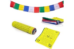 HIMALAYAN BAZAAR Bandiere tibetane di preghiera 20,3 x 25,4 cm, decorazione per esterni, bandiere stampate a mano – Stampato in Nepal Wind Horse Flag Affermazione [25 bandiere]