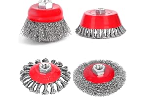 AICOIMY Wire Brushes for Angle Grinders M14 Flex Steel Disc Brush for Cleaning and Sanding Work (Cup Brush 75mm, Round Brush 100mm)