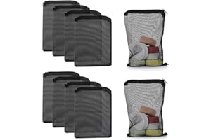 cobee Lot de 10 sacs filtrants pour aquarium avec fermeture éclair en maille fine à haut débit - Sacs réutilisables pour charbon actif, biosphères (10 pièces, noir)
