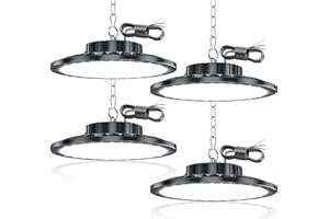 TASINUO UFO LED Lámpara de Alta Bahía 100W 4PCS, 10000LM Focos Led Interior Techo, 7000K Blanco Frío, IP65 Impermeable LED Industrial para Garaje, Almacén, Oficina, Taller