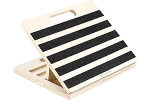 Navaris Slant Board Calf Stretcher - Adjustable Wood Incline Board for Stretching Calves - Wooden Exercise Wedge Tilt Ramp - with Grip Tape Strips