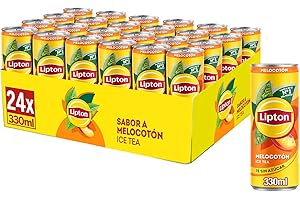 Lipton Té helado con sabor a melocotón, cero azúcar y bajo en calorías, pack de 24 latas de 330 ml, 7.92 litros en total