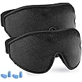 LYOOLY Adjustable Eye Sleep Mask - 2Pack Upgraded 3D Contoured Sleeping Masks for Men Women - 100% Blackout Eye Shades Blindfold Eye Cover for Complete Darkness and Free Movement of The Eyes (Black)