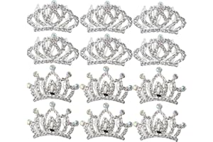kilofly 12pc Princess Party Favor Crown Crystal Rhinestone Tiara Hair Comb Clip