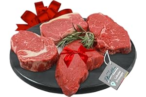 ‎DER PFARÖLLER DER PFARÖLLER Steak Geschenkset vom Rind – ca. 1,2 kg – 4 Premium Rindersteaks: Rib Eye, Rumpsteak, Hüftsteak & Chuck Roll – Oberpfälzer Färse – Metzgerqualität Vakuumverpackt