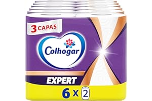 Colhogar Expert 6x2 - Papel Cocina 3 capas - Máxima Eficacia - Paquete con 12 Rollos - Blanco