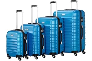 Zelsius Koffer Set 4 Stück, Blau | ABS Hartschalenkoffer mit Zahlenschloss, 4 Rollen und Innen Trennwand | Handgepäckkoffer, 4 teilig, Trolley, Groß, Luggage Set