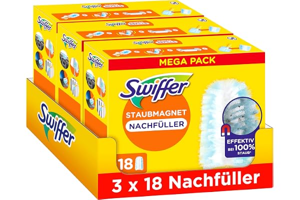 Swiffer Dammagnet 3 x 18 påfyllningshanddukar, fångar och stänger 3 gånger mer damm och hår en än konventionella dammvippa