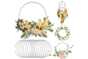 EMOIEMO 10 Stück Metallringe,10cm Metallring, Handwerkliche Metallring, Metallringe zum Basteln 10cm,Deko Ringe zum Aufhängen für Rund Metallringe zum Basteln,Traumfänger Ring, Hochzeitskranz(Silbrig)