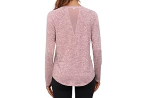 Gyabnw T-Shirt de Sport Femme à Manche Longue Tops et Col Rond Fitness Yoga Tee Shirt