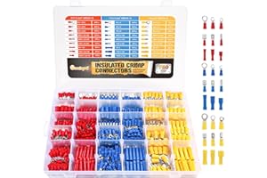 GRUIQRD 750Pcs Electrical Connectors Insulated Crimp Terminal Wiring Crimping Ring Spade Electric Wire Cable Connector Male Female Terminals Butt Splice 12V Car Crimps Kit Box for Automotive Motorcycle