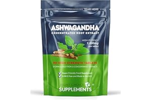RIGHT CHOICE SUPPLEMENTS Ashwagandha 1000mg - Pure High Strength Root Extract Supplement for Mood Stress & Stamina (not Capsules) - KSM-66 Ayurveda Also Known As Withania Somnifera - 90 Vegan Tablets Made in The U.K