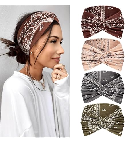 Frauen Stirnband Vintage Kreuz Knoten - Elastisches Chiffon Haarband